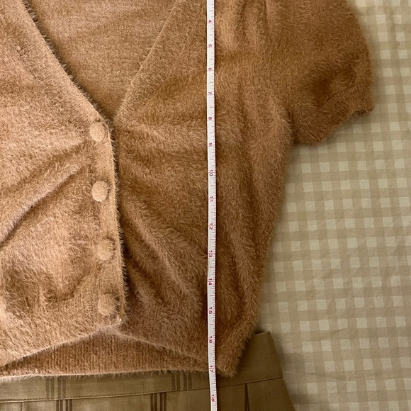 Princess Polly Peach Fuzzy Short Sleeve Sweater Top w/ Buttons - Picture 6 of 6